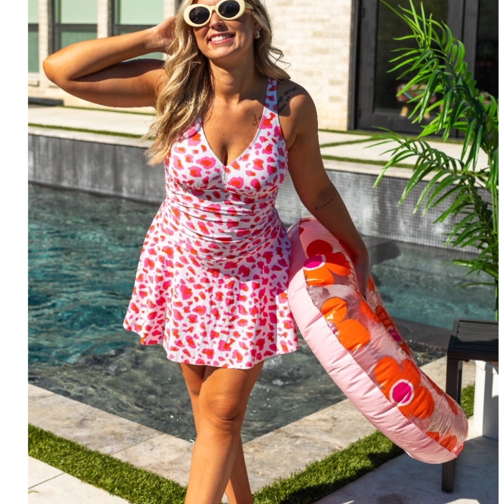 Pink and White  Swim Dress